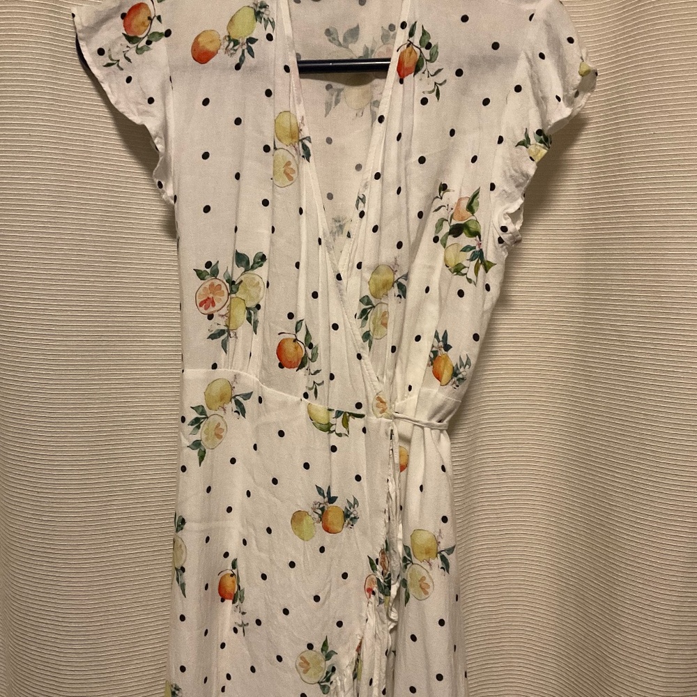 Rails Koreen Polka Dot Citrus Linen Blend Wrap Dress